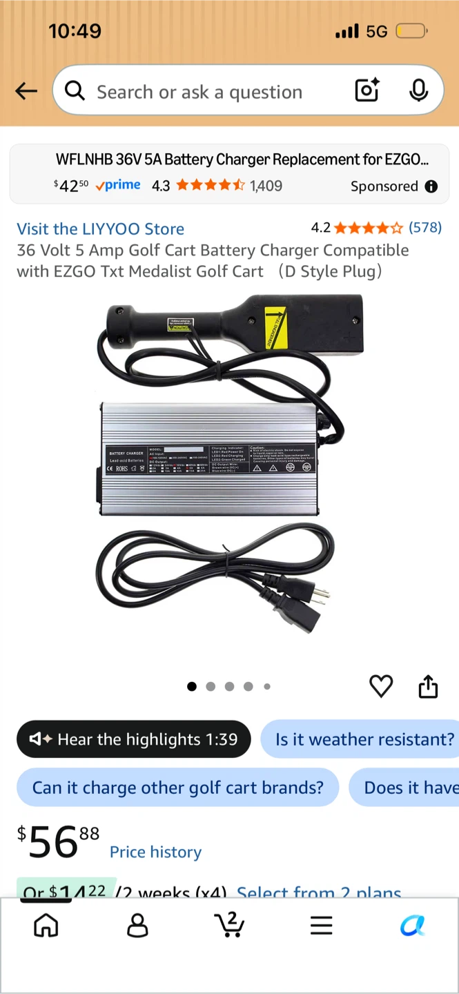 36V 5A Golf Cart Battery Charger for EZGO Txt Medalist