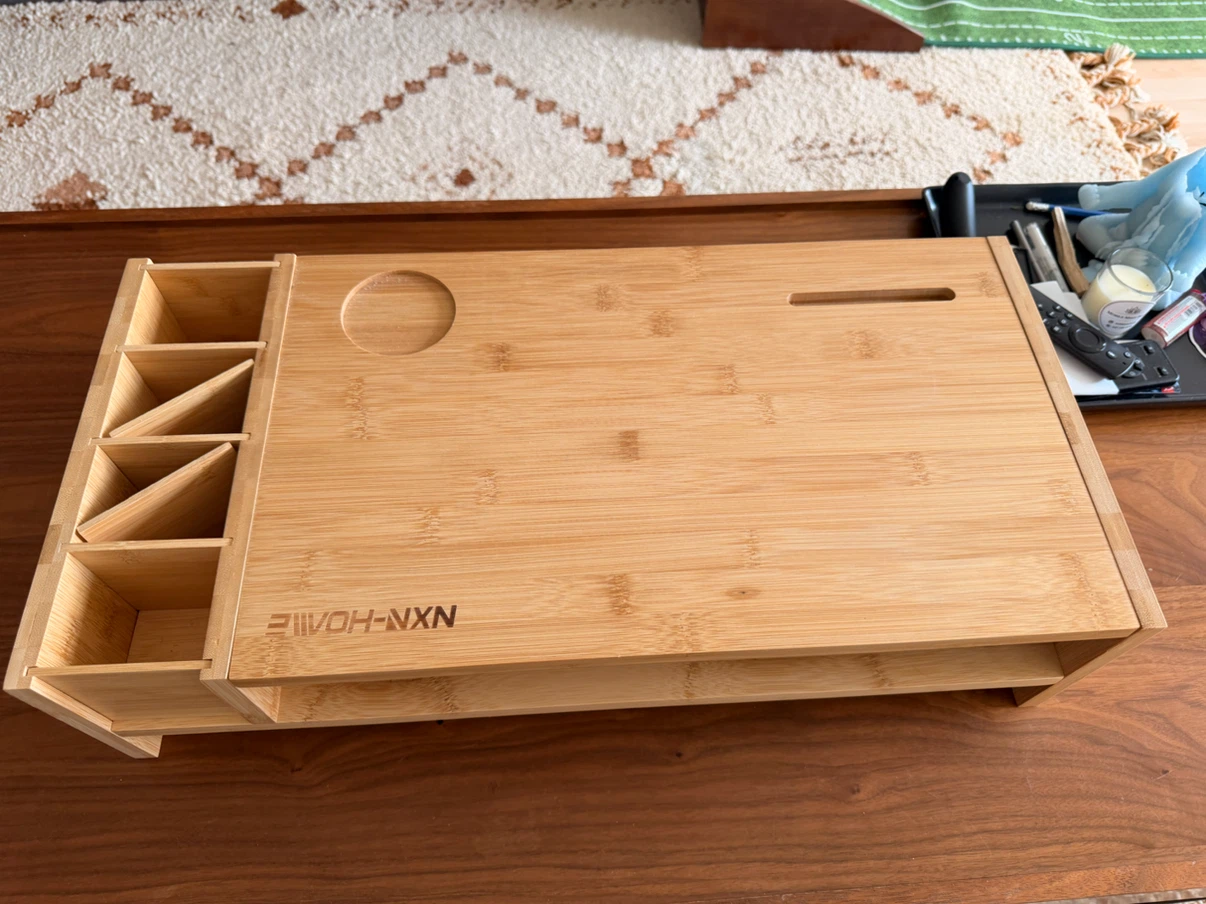 2-Tier Bamboo Monitor/computer Stand with Organizers