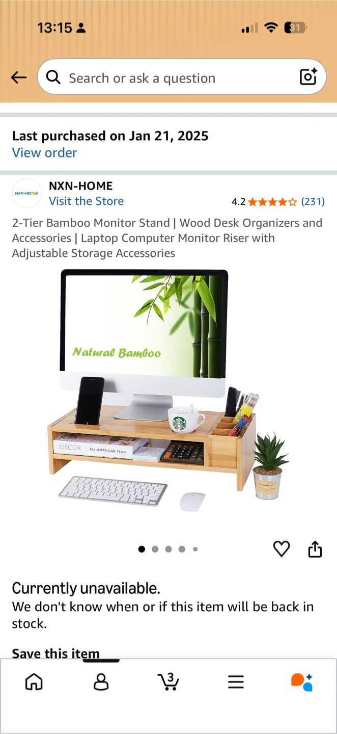 2-Tier Bamboo Monitor/computer Stand with Organizers - photo 3
