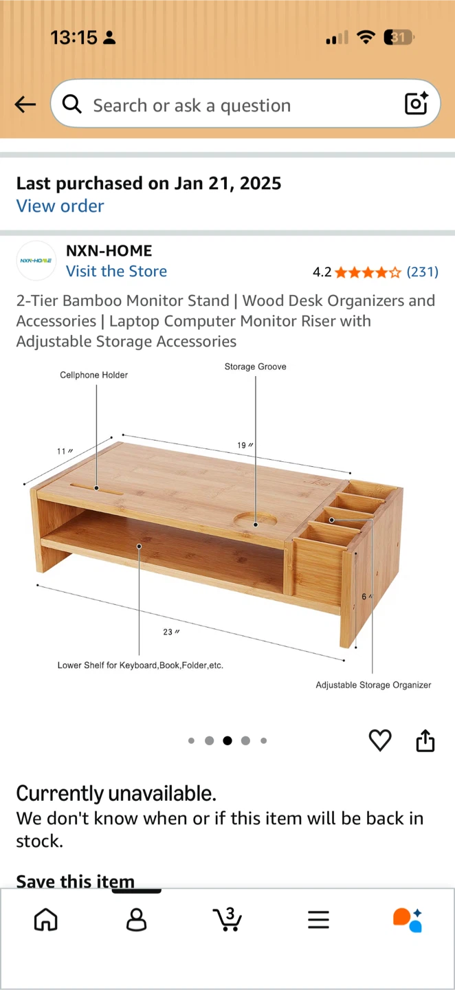 2-Tier Bamboo Monitor/computer Stand with Organizers - photo 4