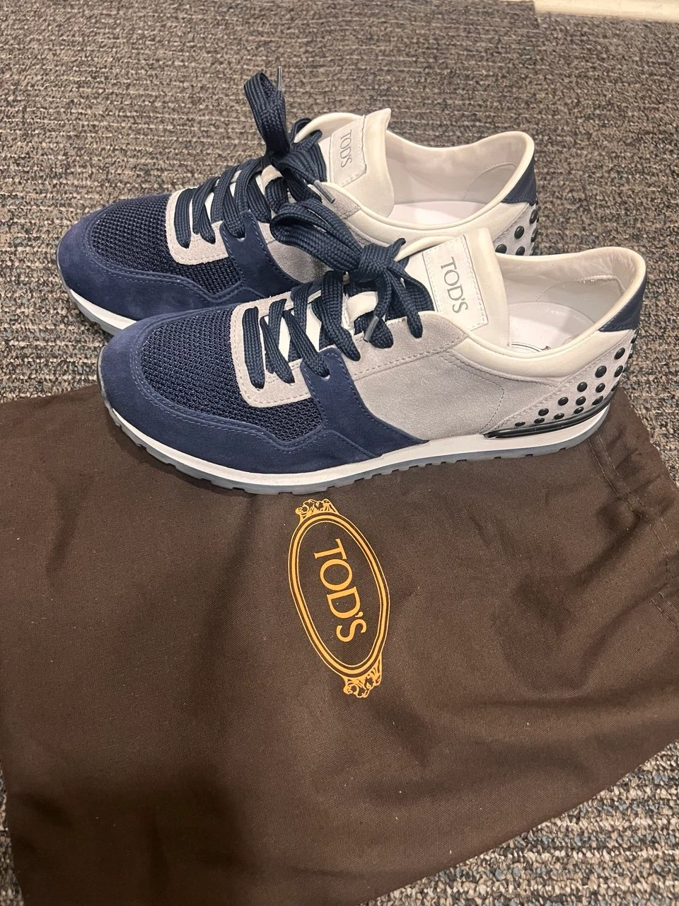 TOD'S Navy & Grey Suede Sneakers