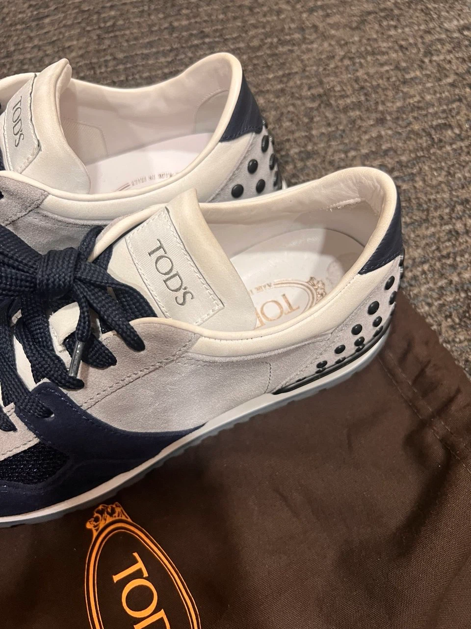 TOD'S Navy & Grey Suede Sneakers - photo 2