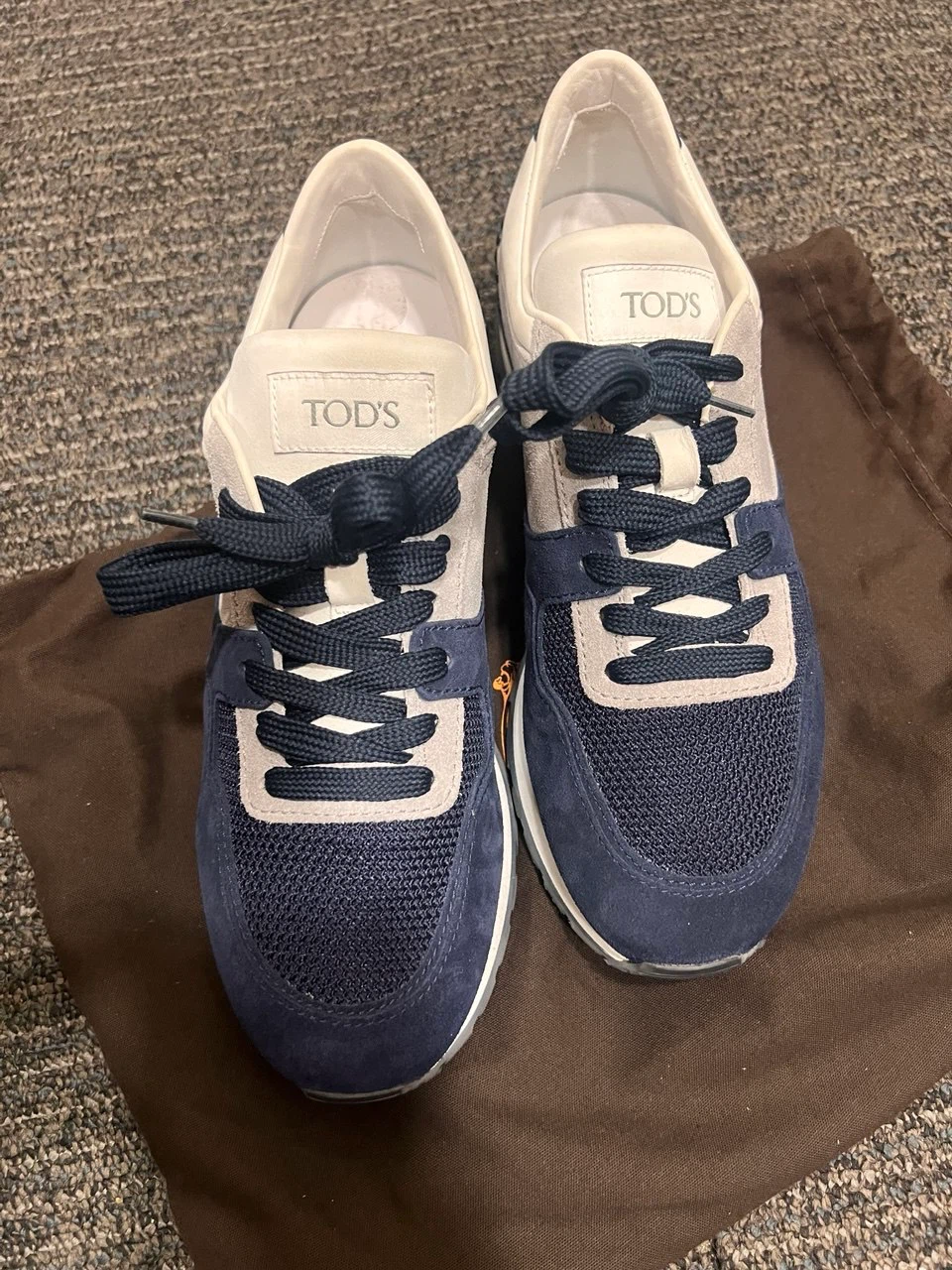 TOD'S Navy & Grey Suede Sneakers - photo 3