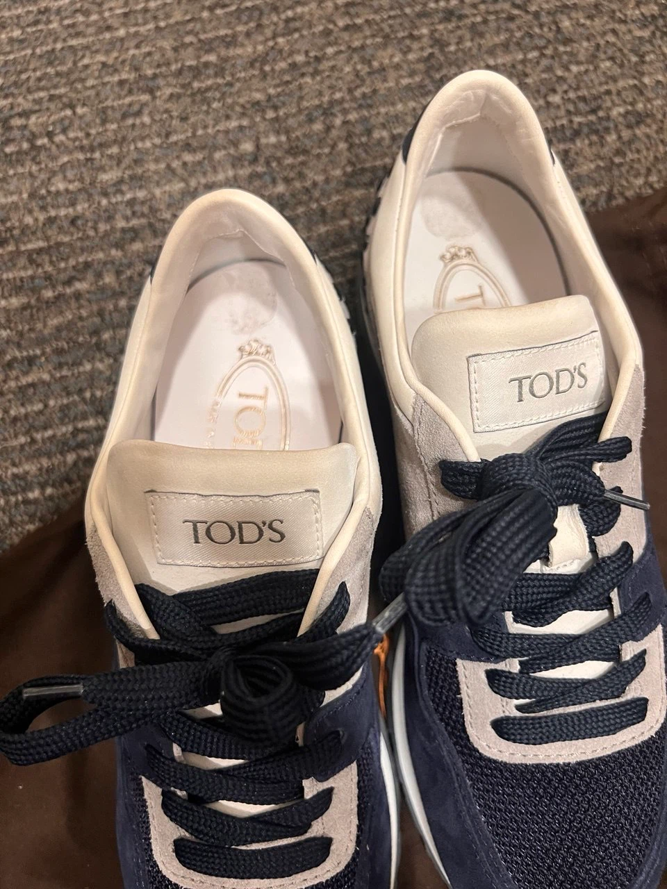 TOD'S Navy & Grey Suede Sneakers - photo 4