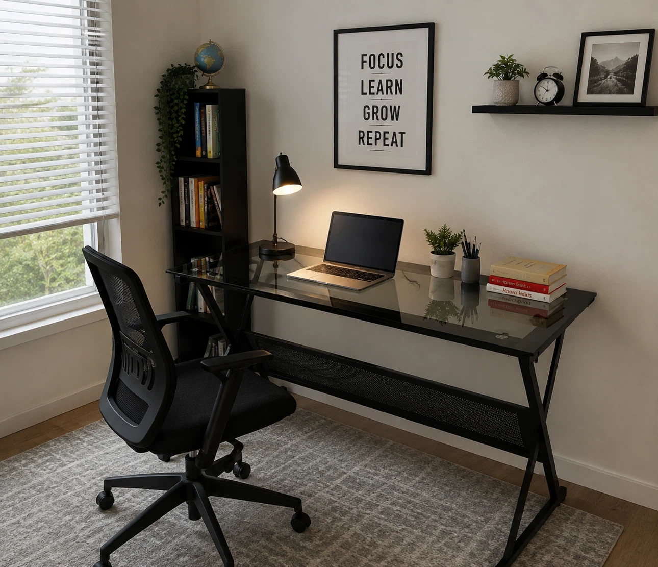 Black Glass Desk