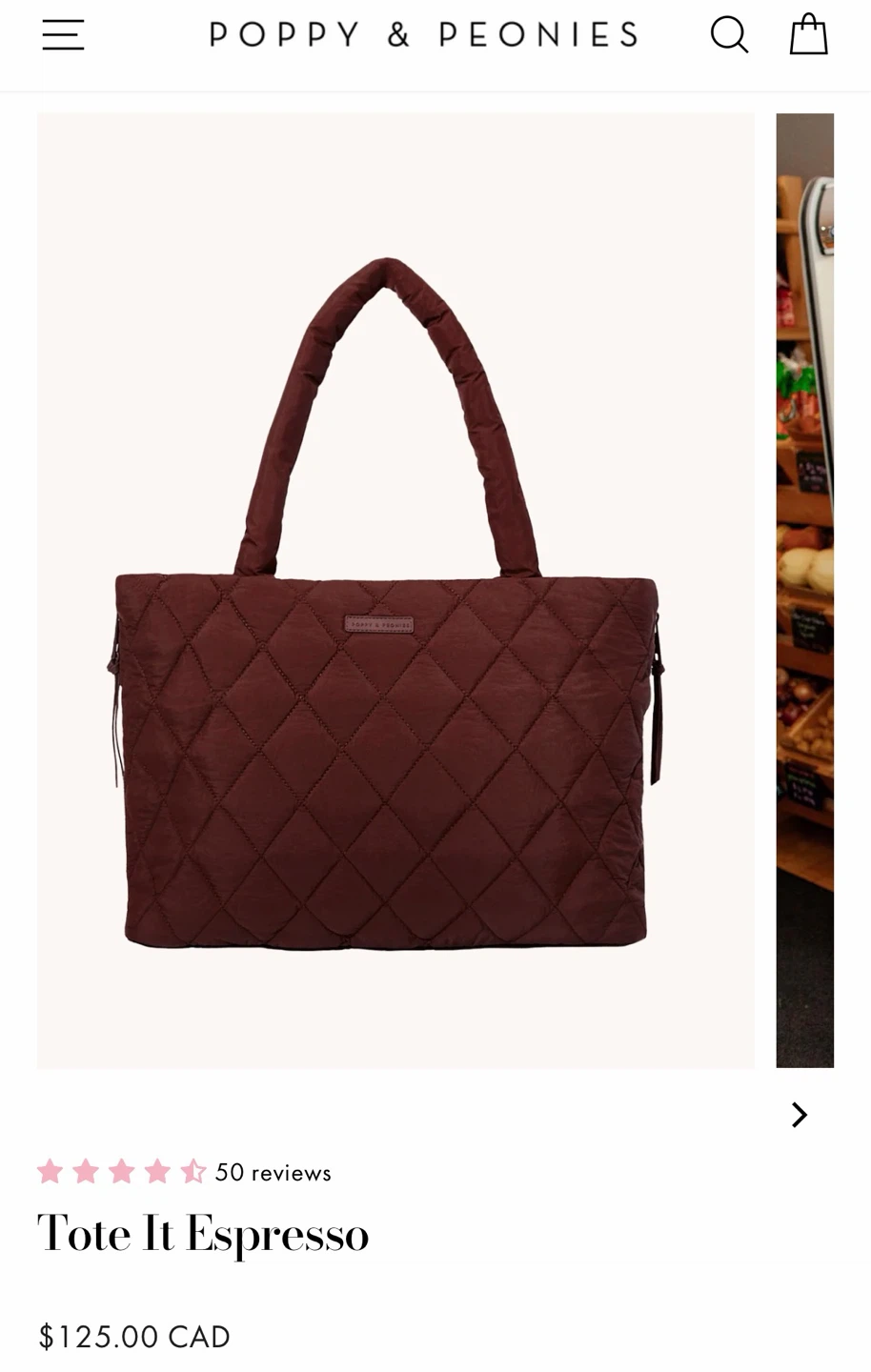 Poppy & Peonies Tote It Espresso Bag