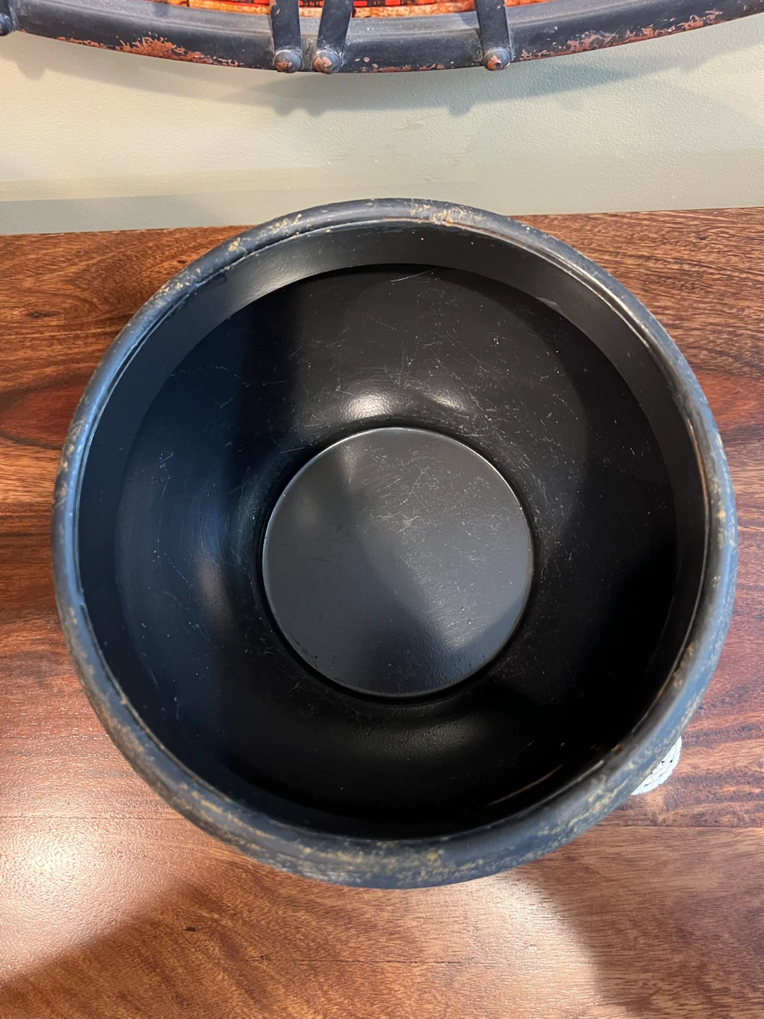 Rustic Black & Gold Textured Metal Planter Bowl - photo 2