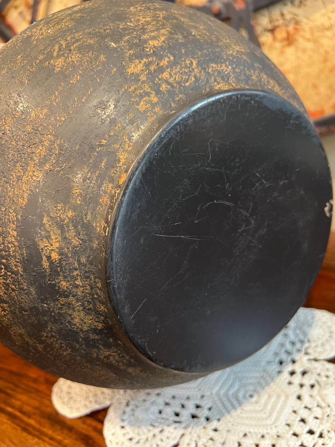 Rustic Black & Gold Textured Metal Planter Bowl - photo 5
