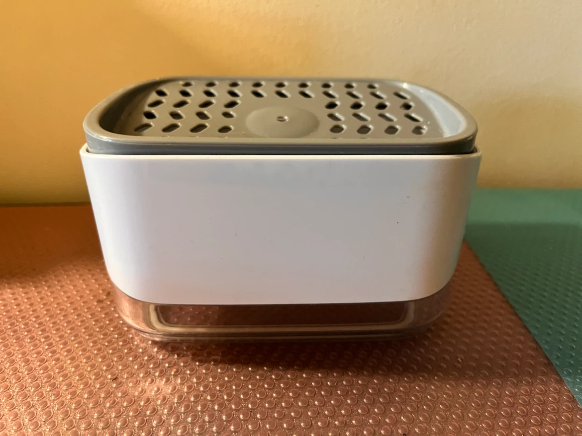 White Soap Dispenser with Sponge Holder