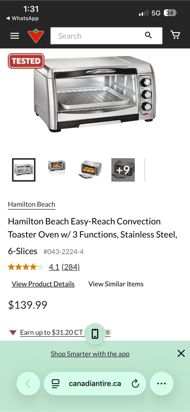 Hamilton Beach 6 Slice Stainless Steel Convection Toaster Oven - photo 5