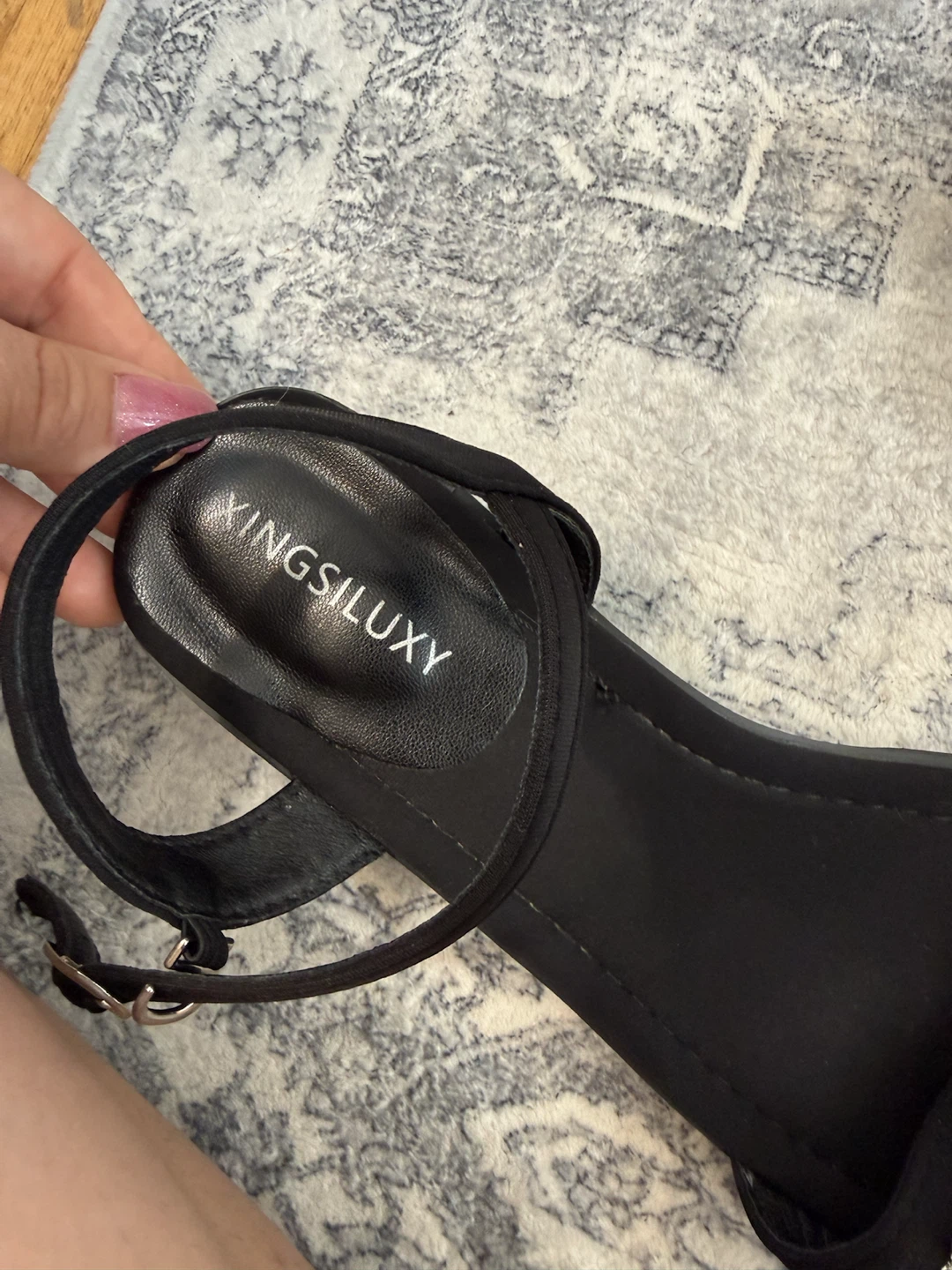 Black embellished flat sandals - KINGSILUVY - photo 3