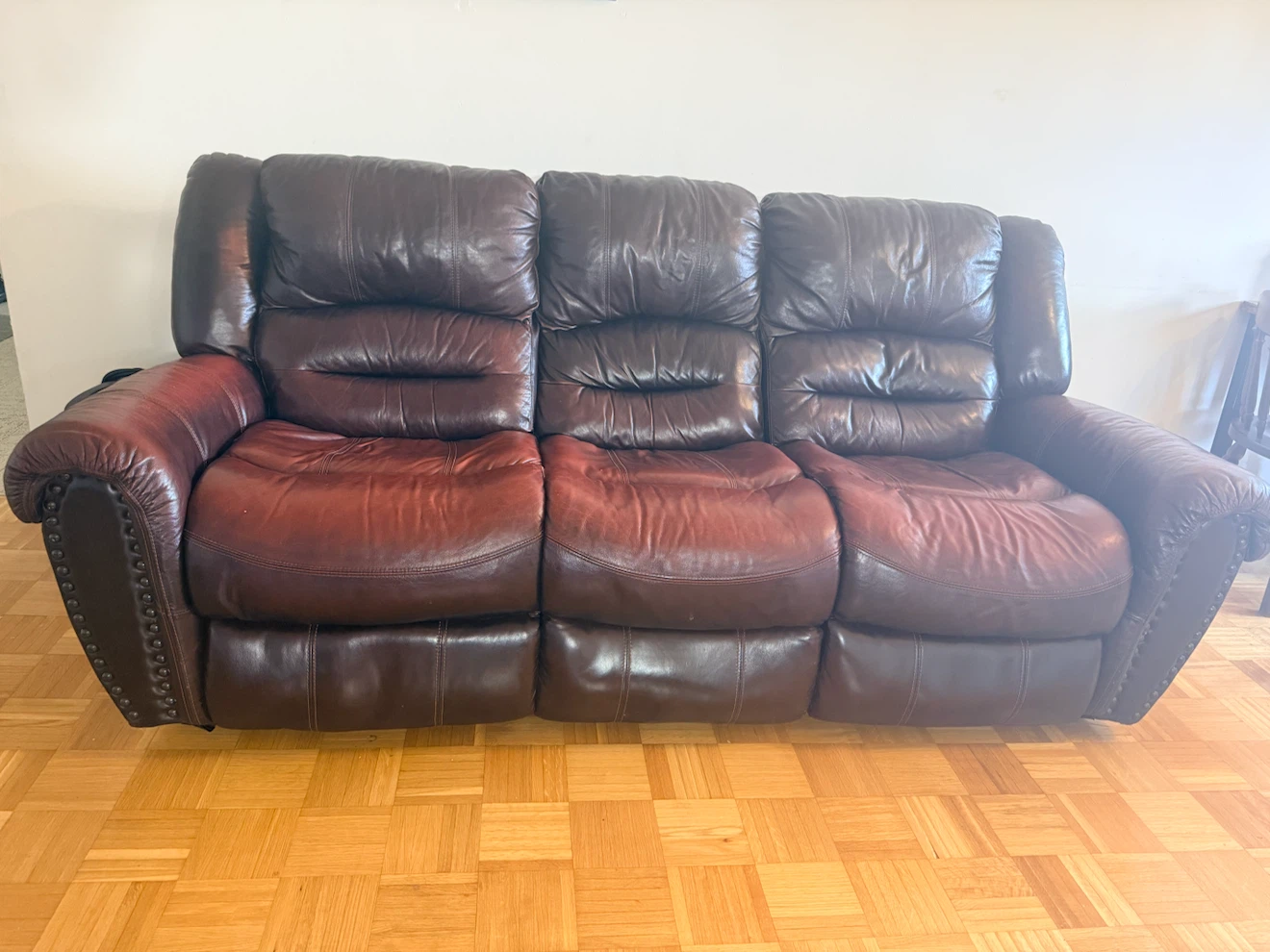 Brown Leather Recliner Sofa - photo 3