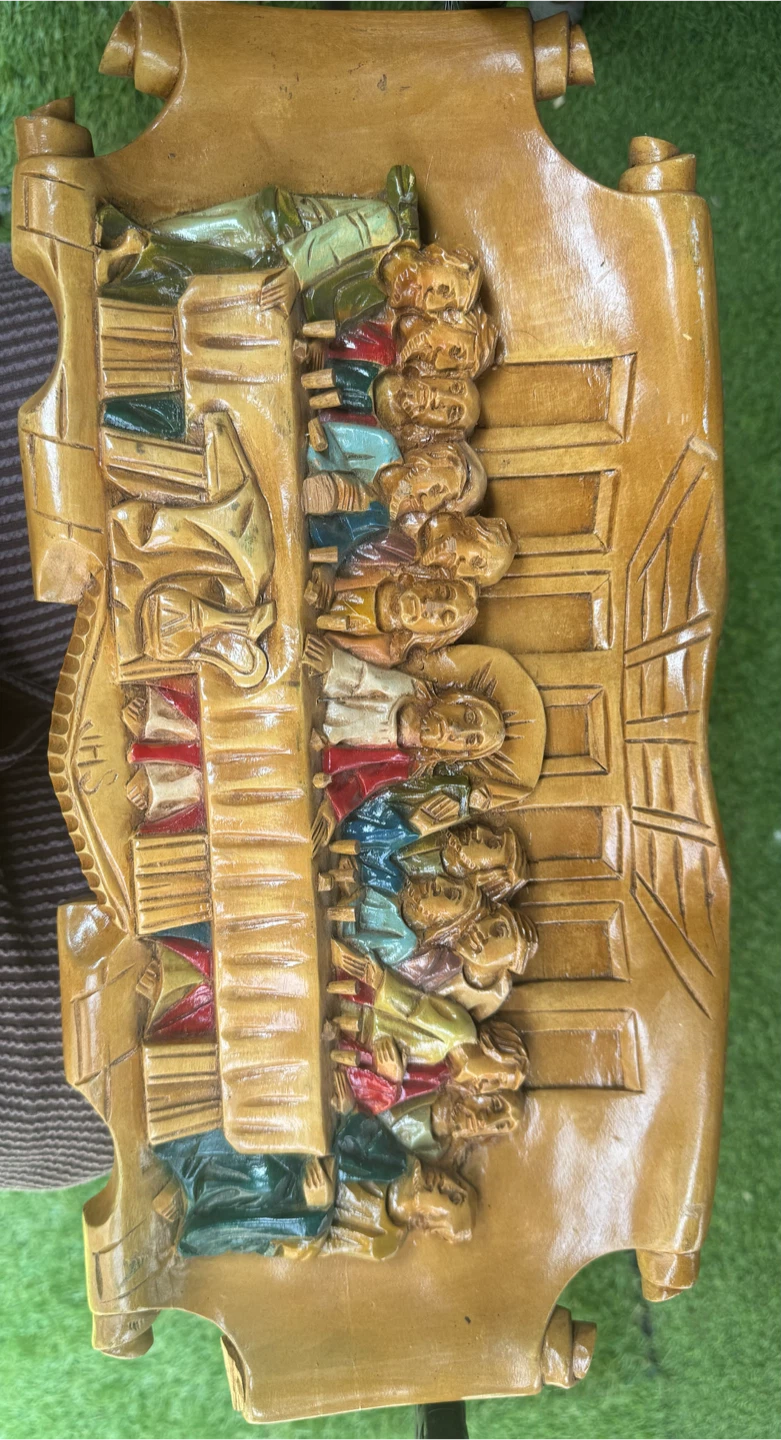 Hand-carved Wooden Last Supper Wall Hanging