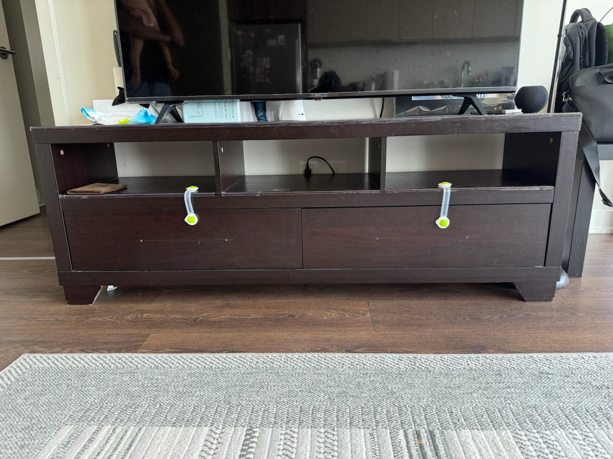 Dark Wood TV Stand with Drawers