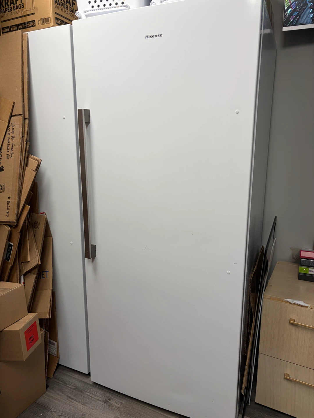 Costco Hisense convertible white fridge or freezer.