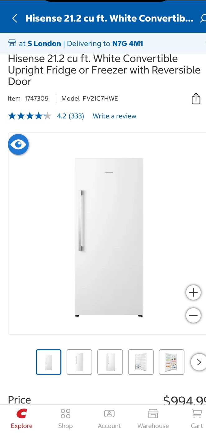 Costco Hisense convertible white fridge or freezer. - photo 4