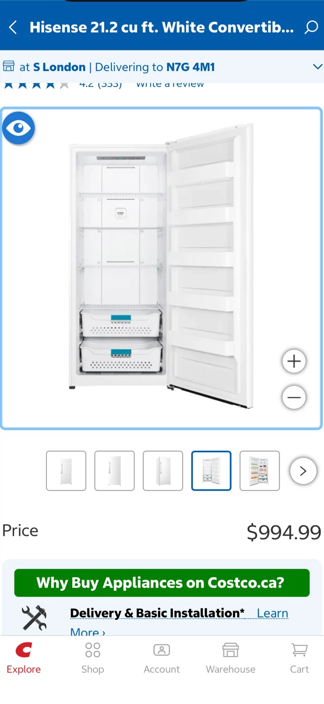 Costco Hisense convertible white fridge or freezer. - photo 5