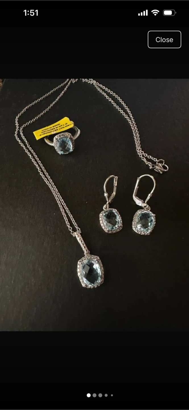 Blue Gemstone Jewelry Set - Ring, Earrings, Necklace