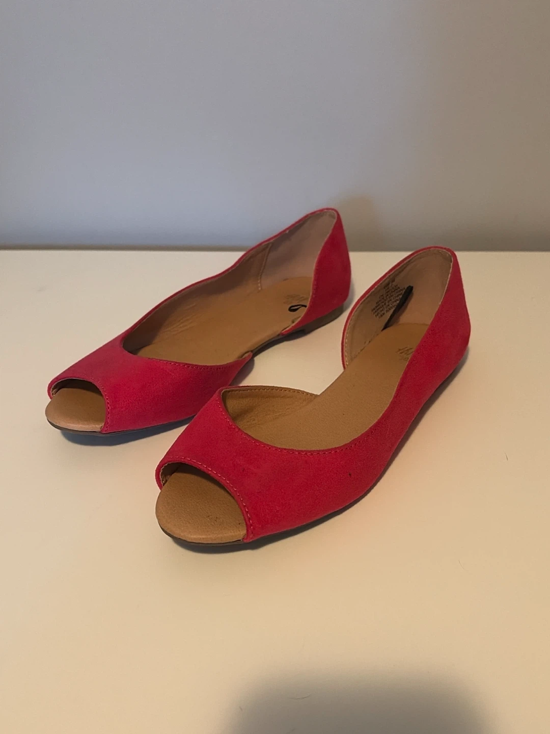 Women's Hot Pink Peep-Toe Flats