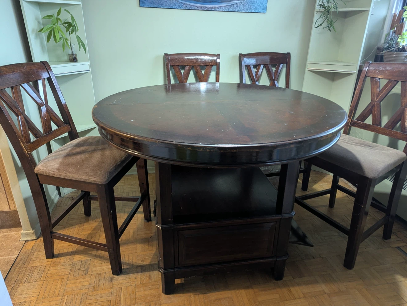 Wood Counter Height Table with 4 Chairs - Quick sale!