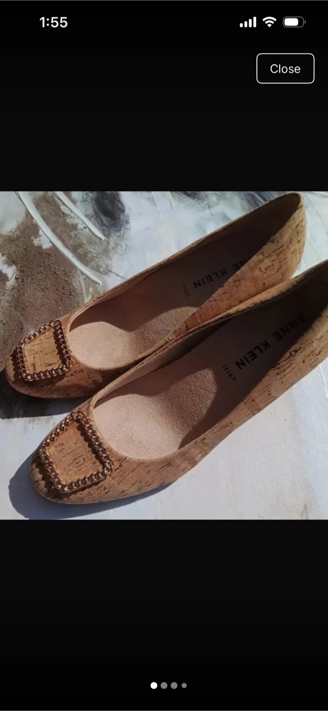 Anne Klein Cork Ballet Flats with Chain Detail