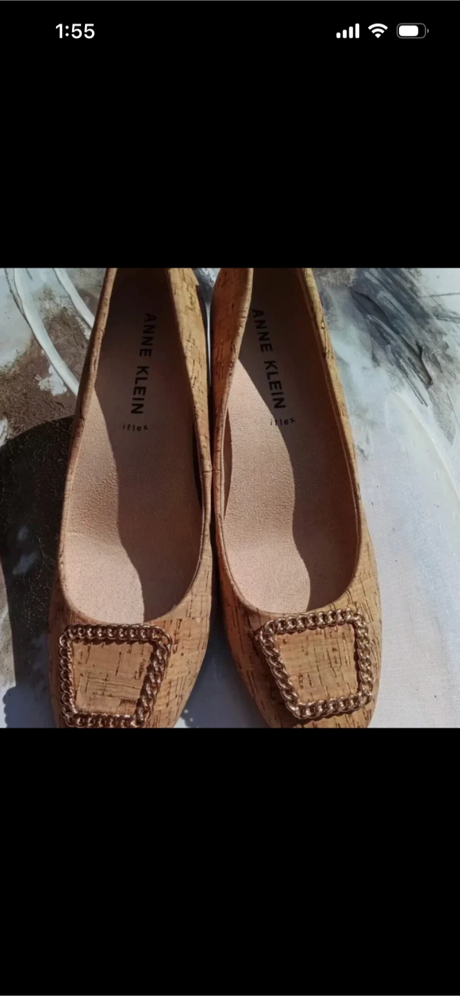 Anne Klein Cork Ballet Flats with Chain Detail - photo 2