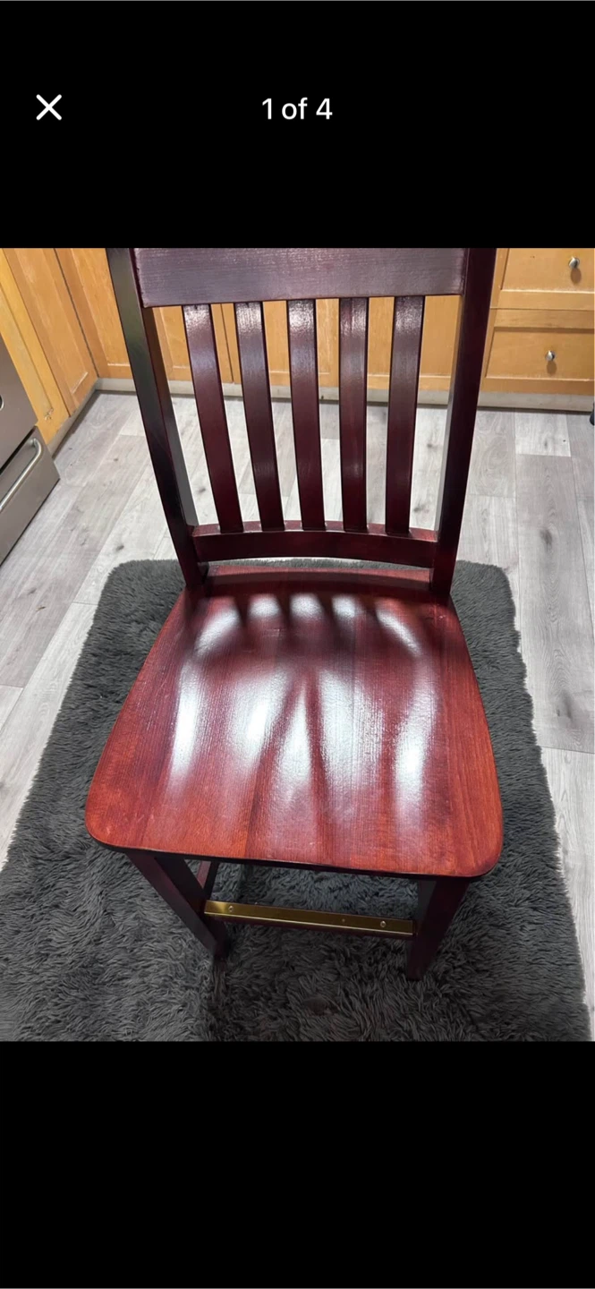 Wooden Bar Stool - Dark Red/Brown