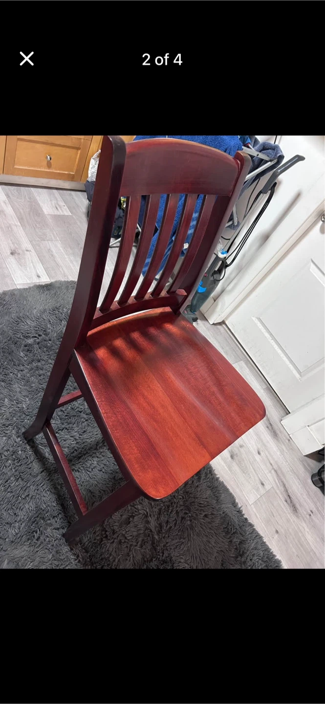 Wooden Bar Stool - Dark Red/Brown - photo 2