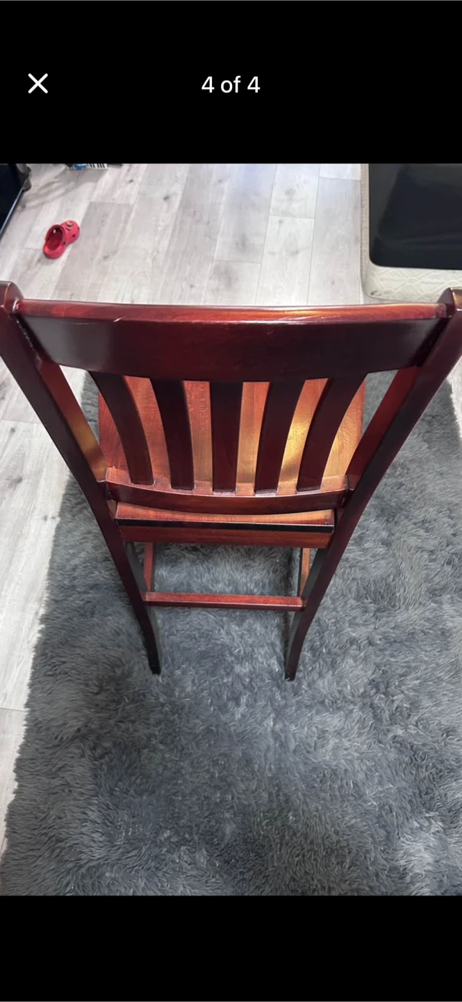 Wooden Bar Stool - Dark Red/Brown - photo 4