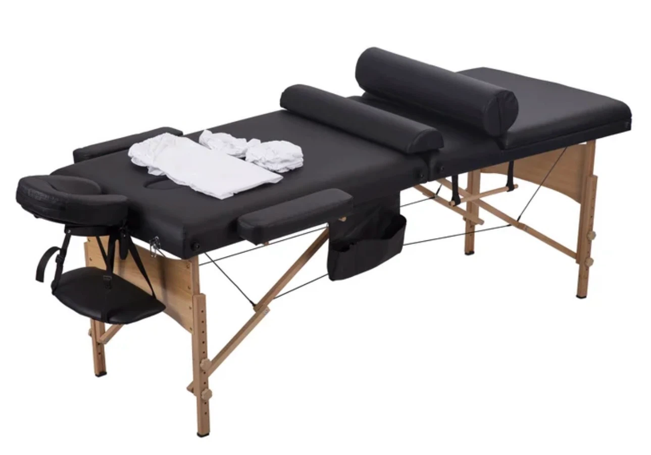 Black Massage Table with Accessories