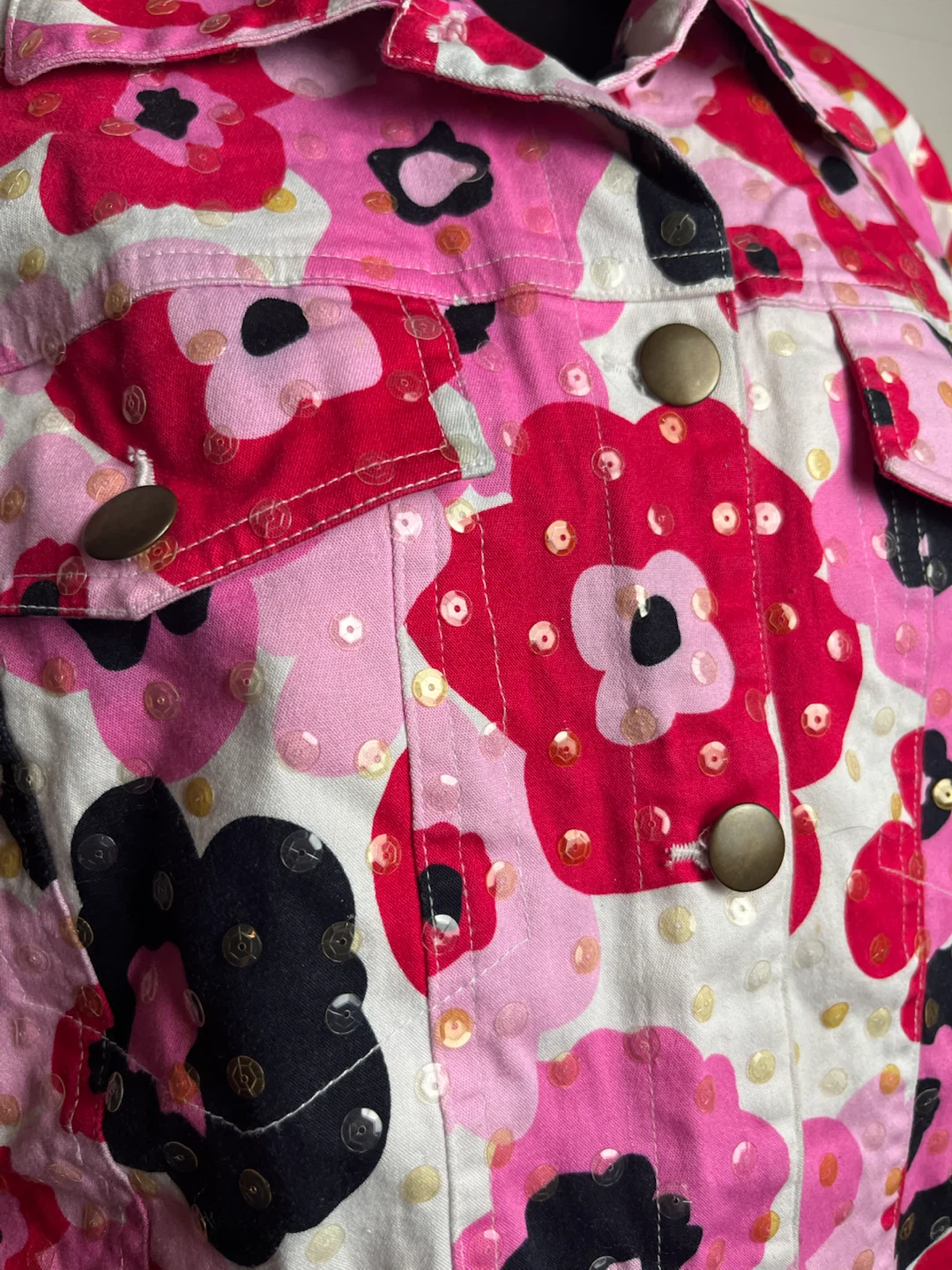 REDD JEANS Floral Sequin Denim Jacket Size 14 - photo 3