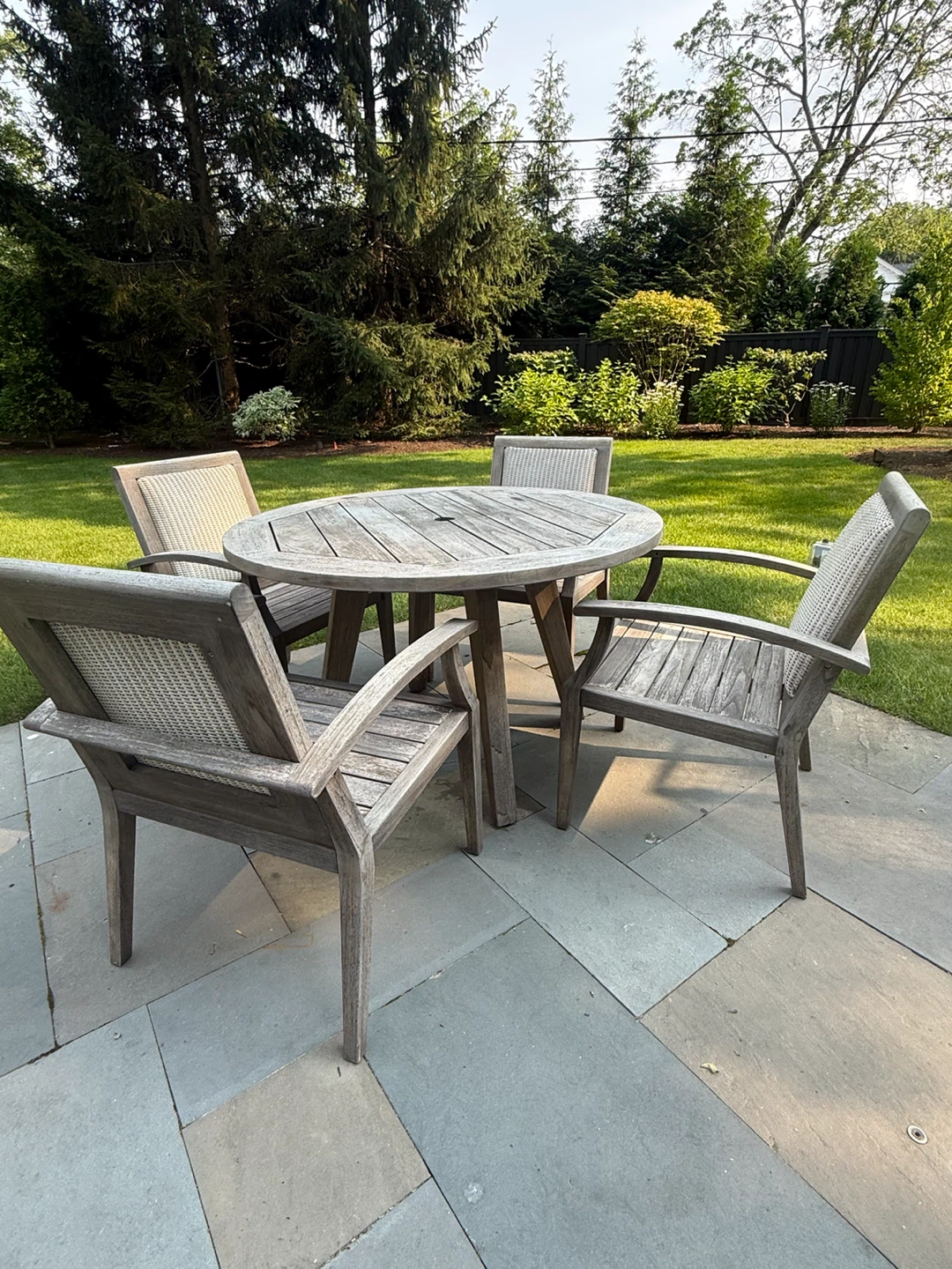 Outdoor teak patio set