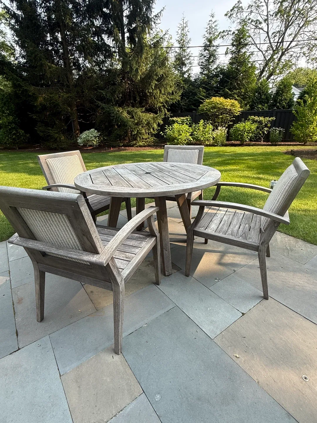 Outdoor teak patio set