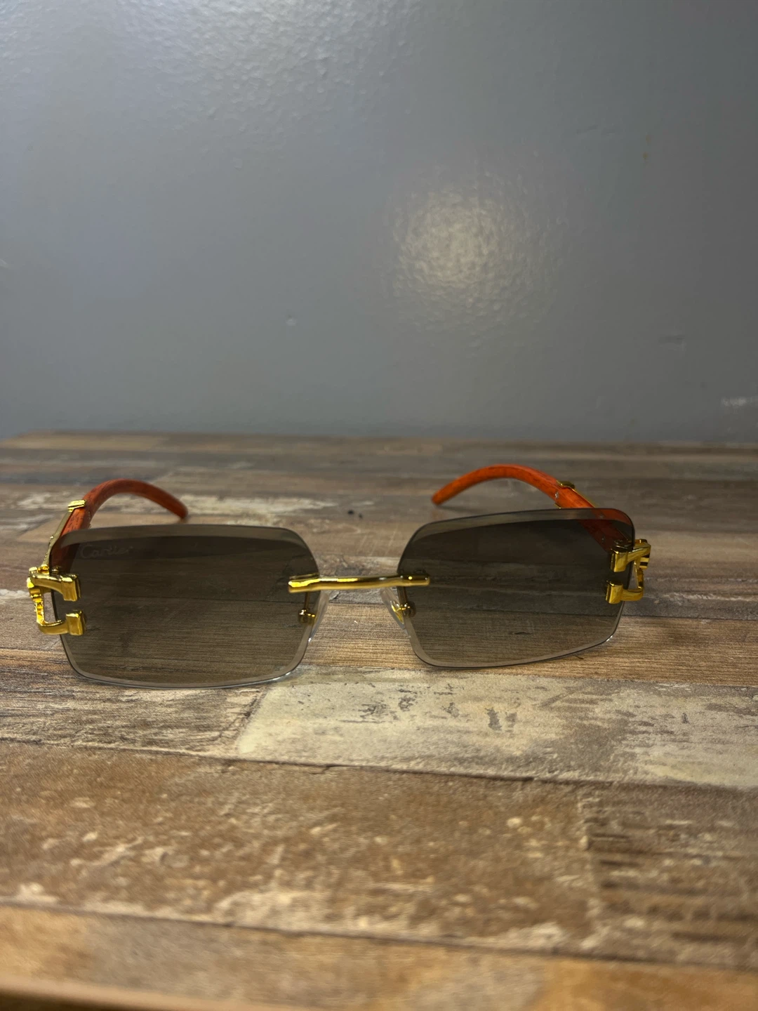 Cartier Rimless Sunglasses with Red Temple Accents - photo 3