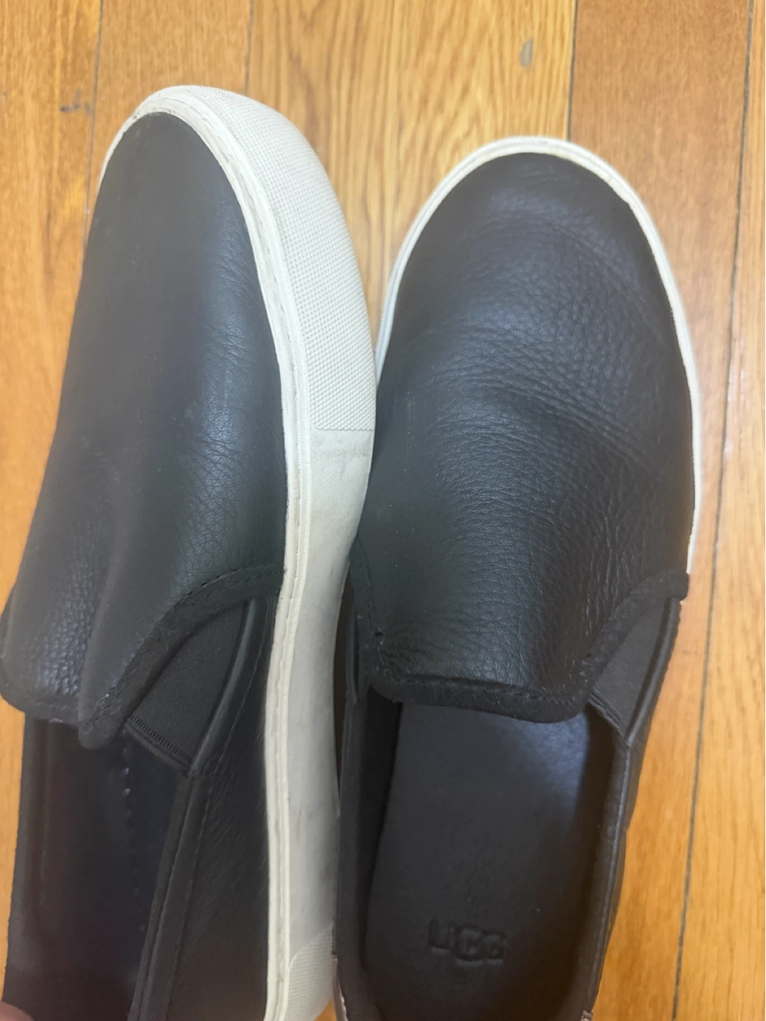 UGG Black Leather Slip-On Sneakers - Size 10 - photo 2