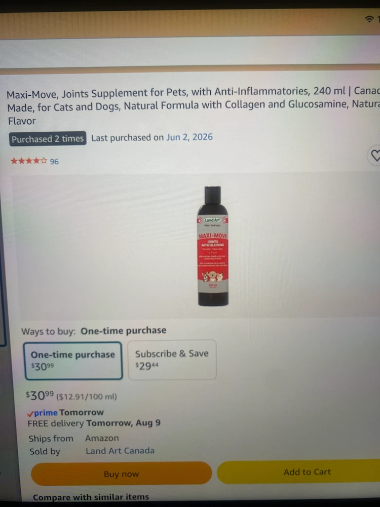 Land Art Maxi-Move Joints Supplement for Pets 240 ml - photo 2