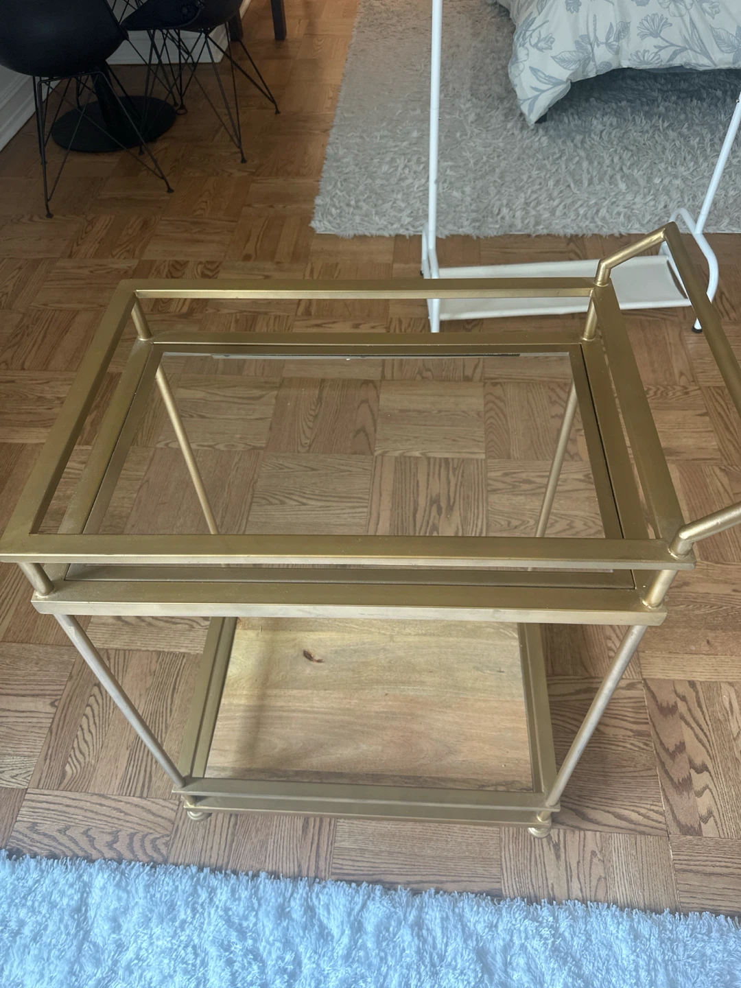 Gold Bar Cart with Glass Shelves - photo 2