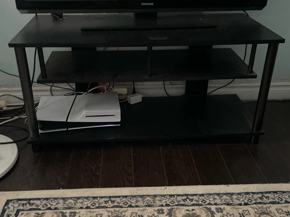 Black TV Stand with Shelves