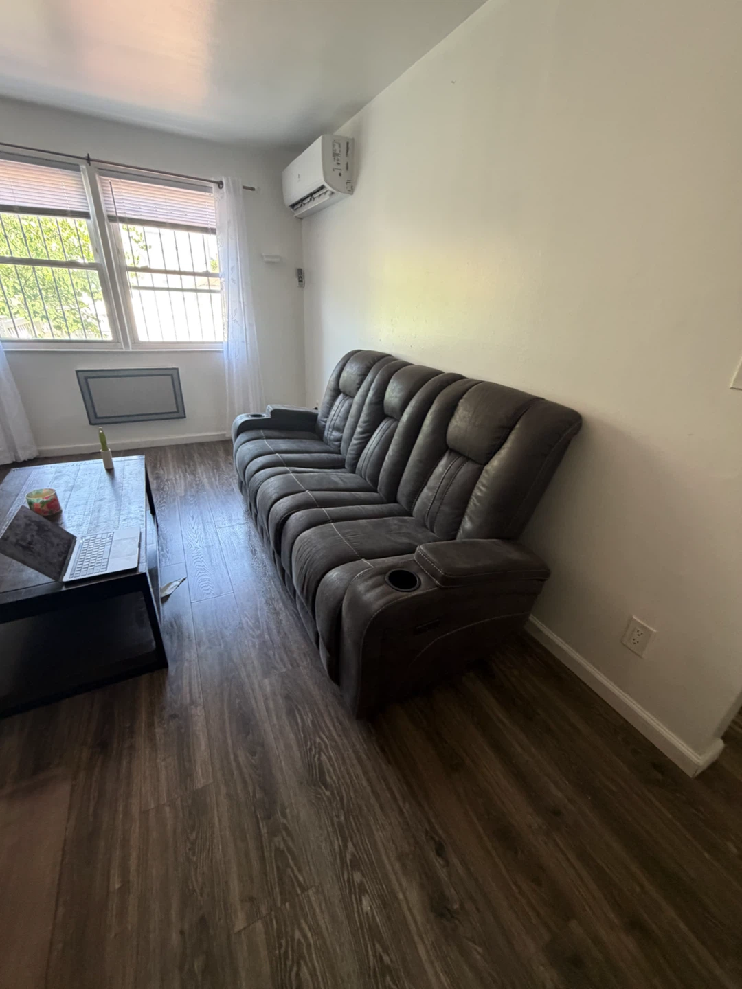 Gray Reclining Sofa with Cup Holders - photo 2