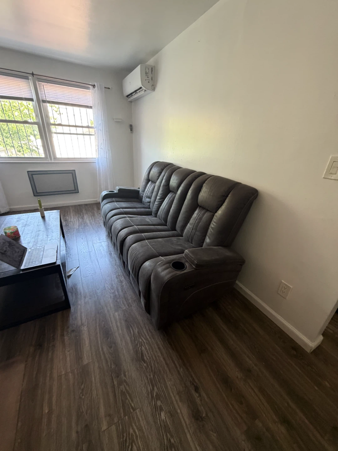 Gray Reclining Sofa with Cup Holders - photo 3