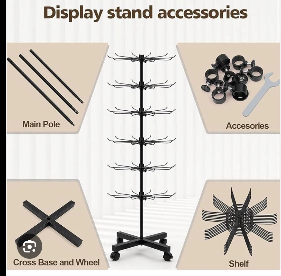 Black Rotating Display Stand with Wheels - photo 2