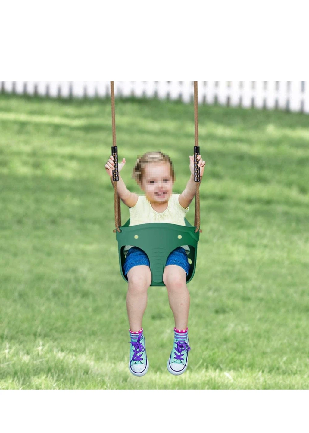 Green Elephant Toddler Swing with Ropes - photo 2