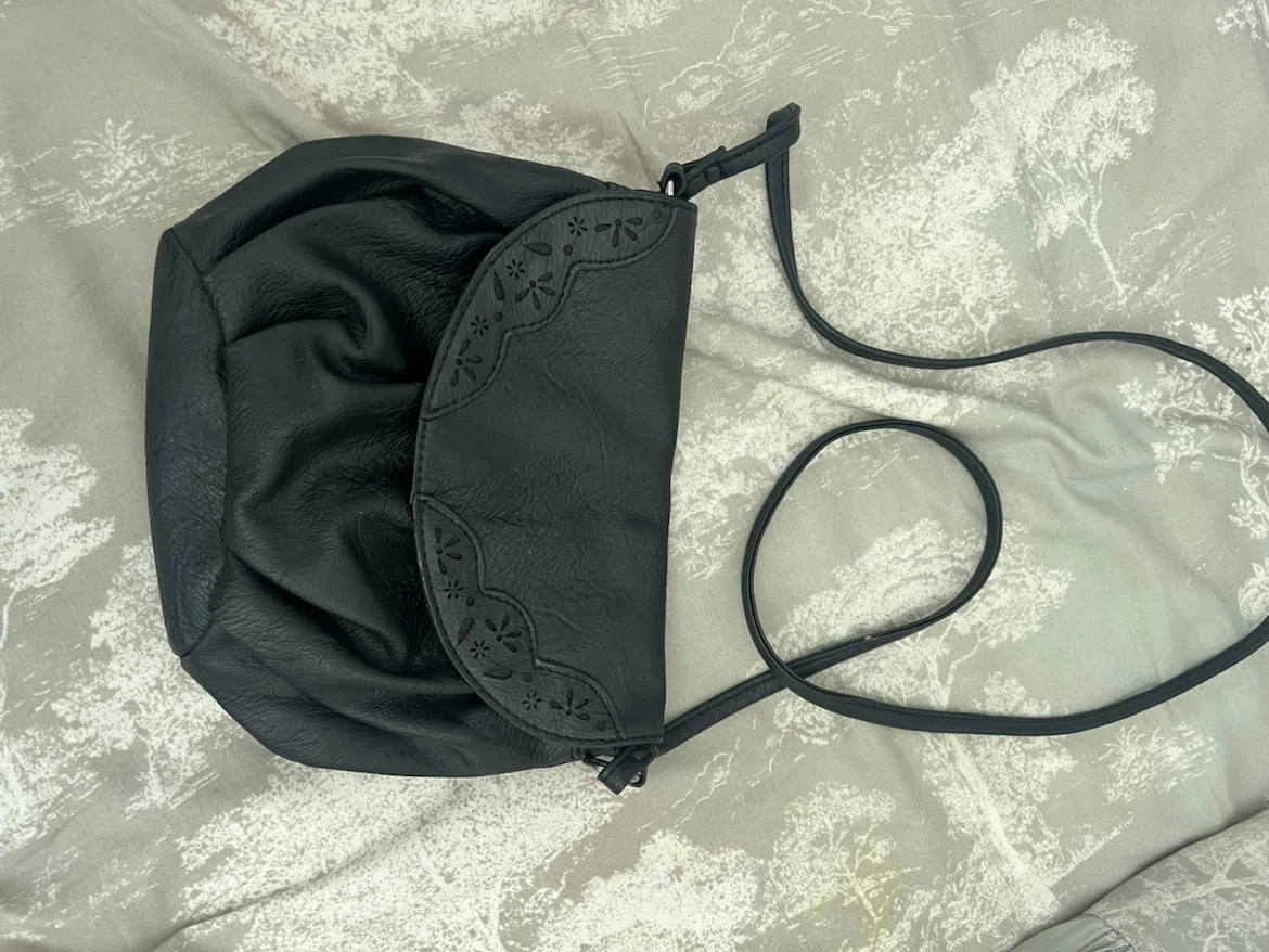 Black Faux Leather Crossbody Bag