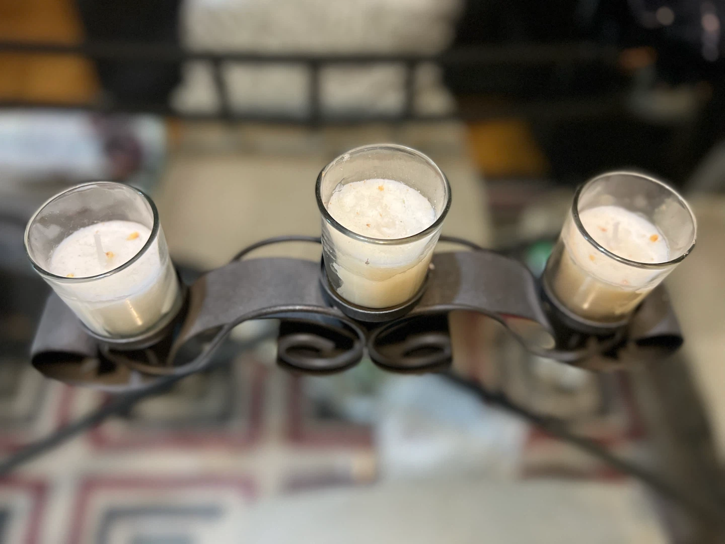 Three Glass Votive Candle Holder with Metal Stand - photo 2