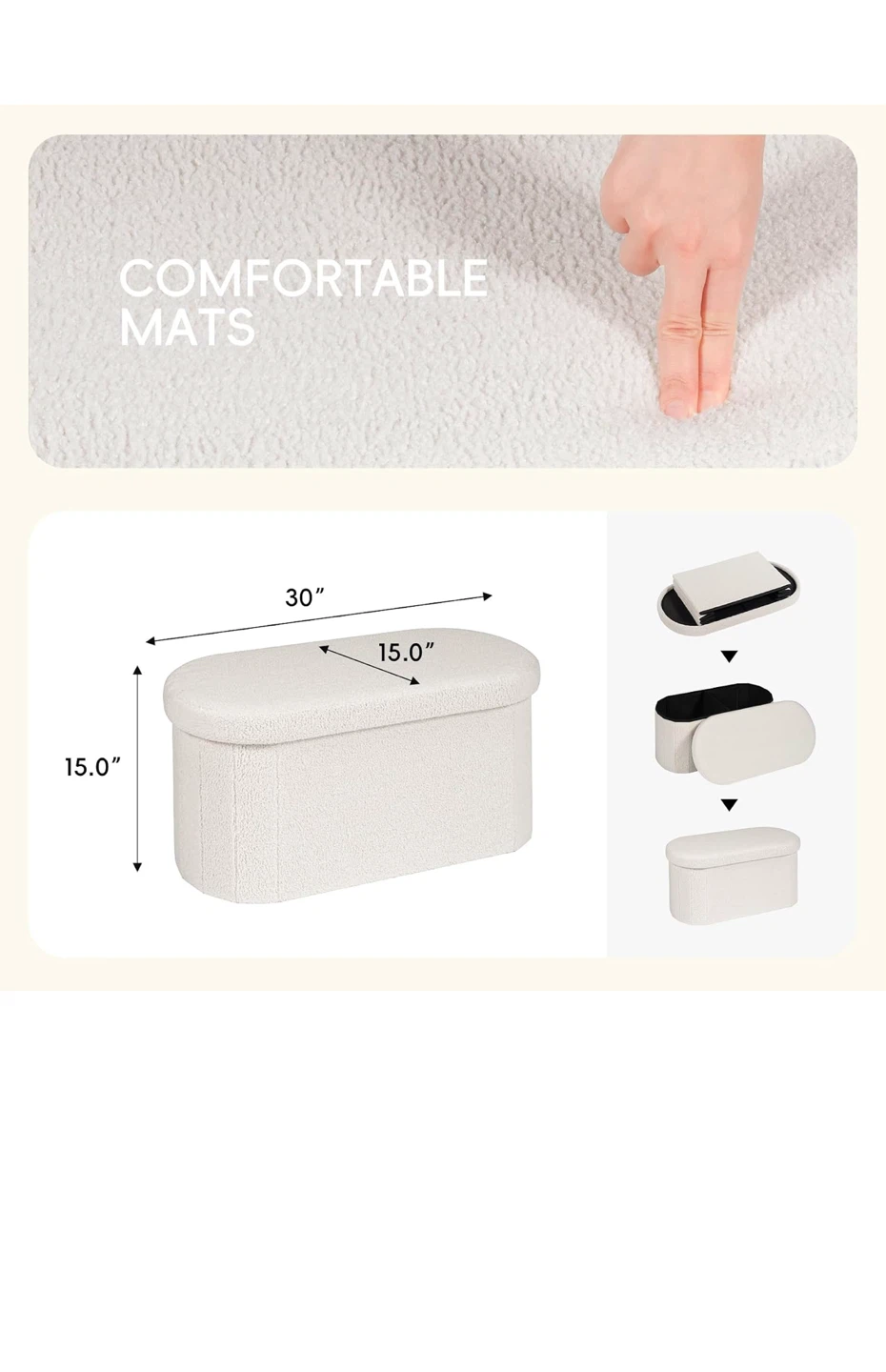 White Storage Ottoman Bench - photo 2