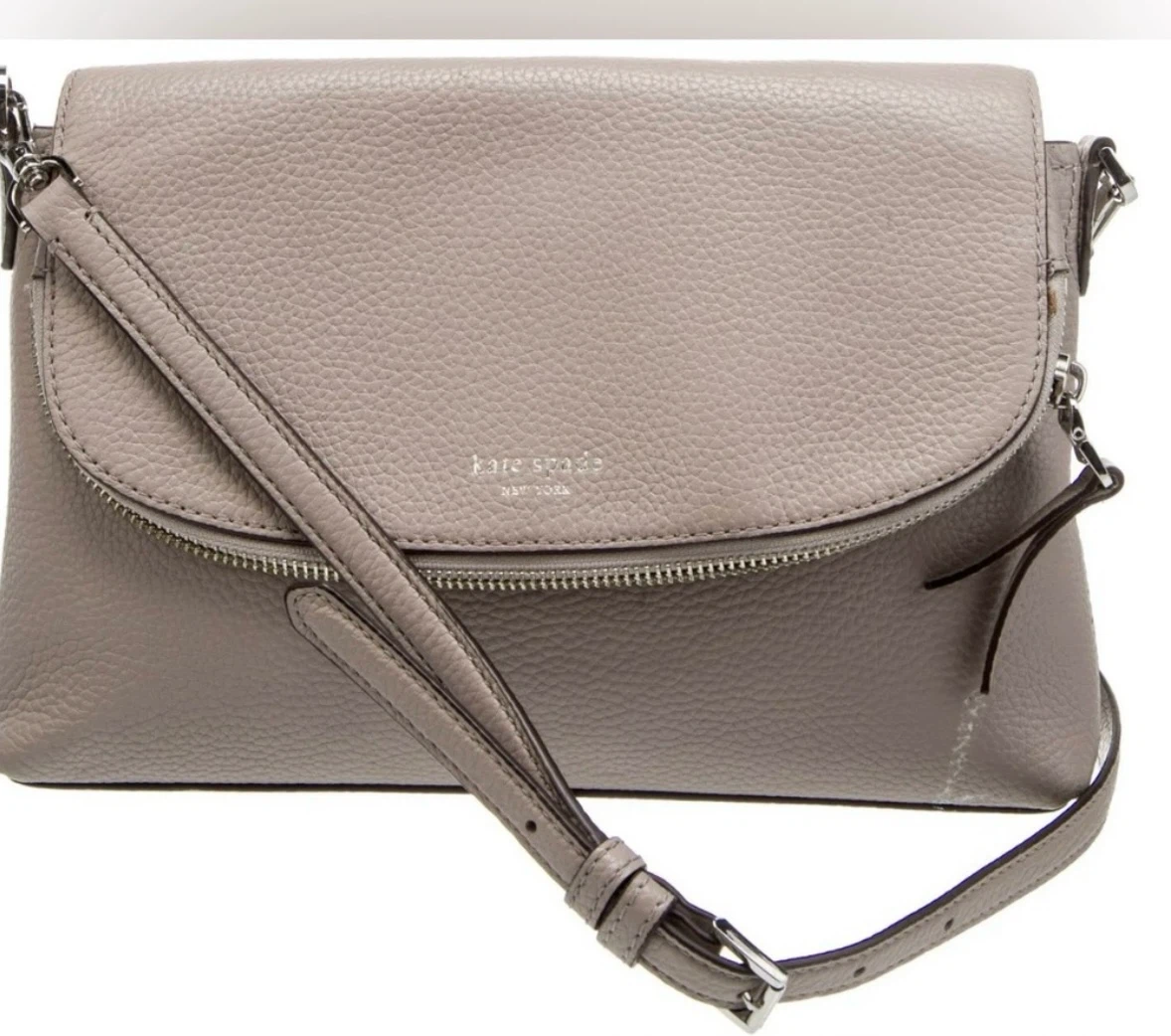 Kate Spade New York Grey Pebble Leather Shoulder Bag