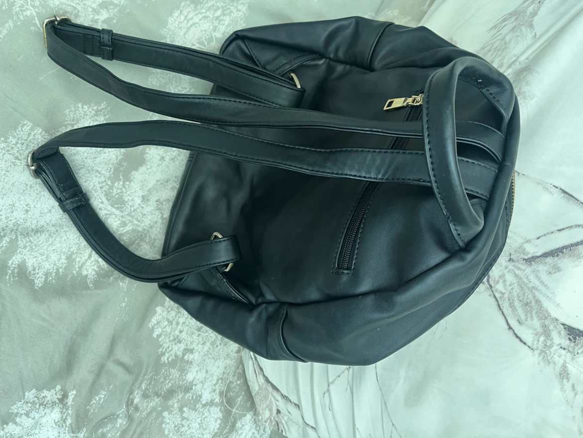 Black Faux Leather Backpack