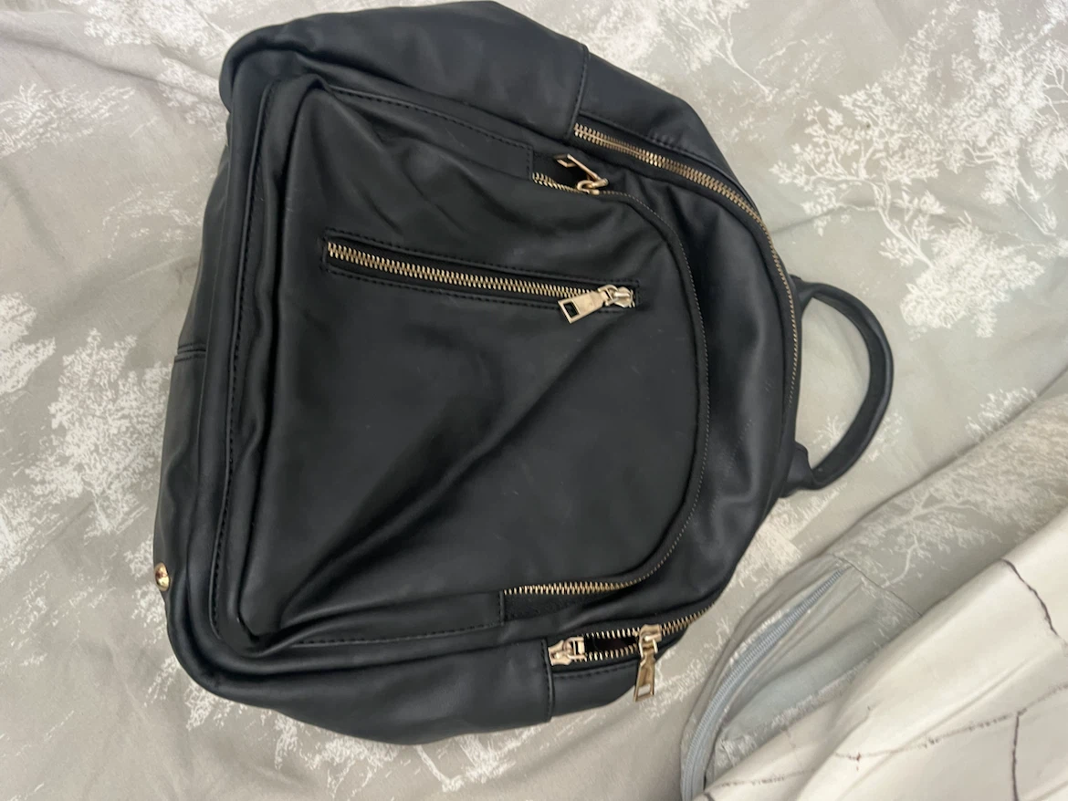 Black Faux Leather Backpack - photo 2