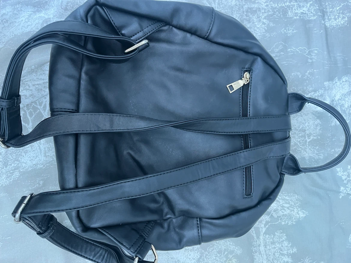 Black Faux Leather Backpack - photo 3