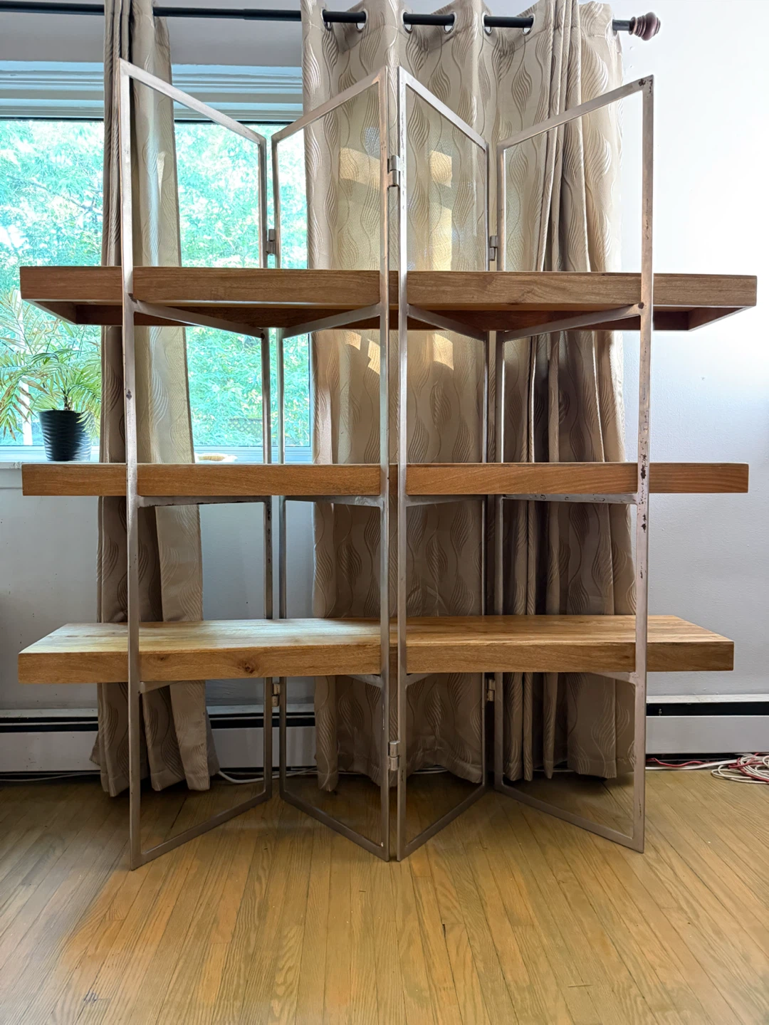 Modern Metal and Wood Shelf Unit